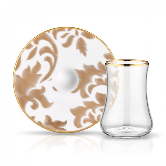 Dervish Gold Leaf 6'lı Çay Seti Prl Altın Dervish Gold Leaf 6'lı Çay Seti Prl Altın